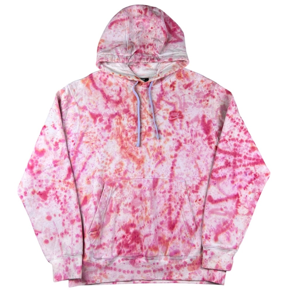 Nike Tie Dye Hoodie Pink Orange White Womens Medium Casual Sweatshirt Sportswear